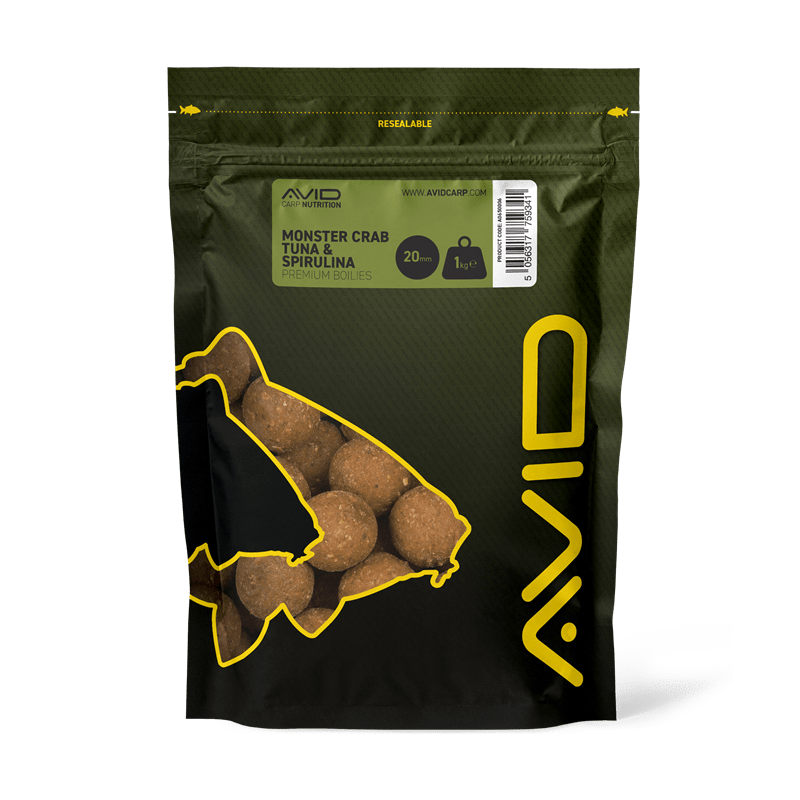 Boilies Avid Carp Premium Monster Crab Tuna & Spirulina 20 mm - Tienda Carpfishing