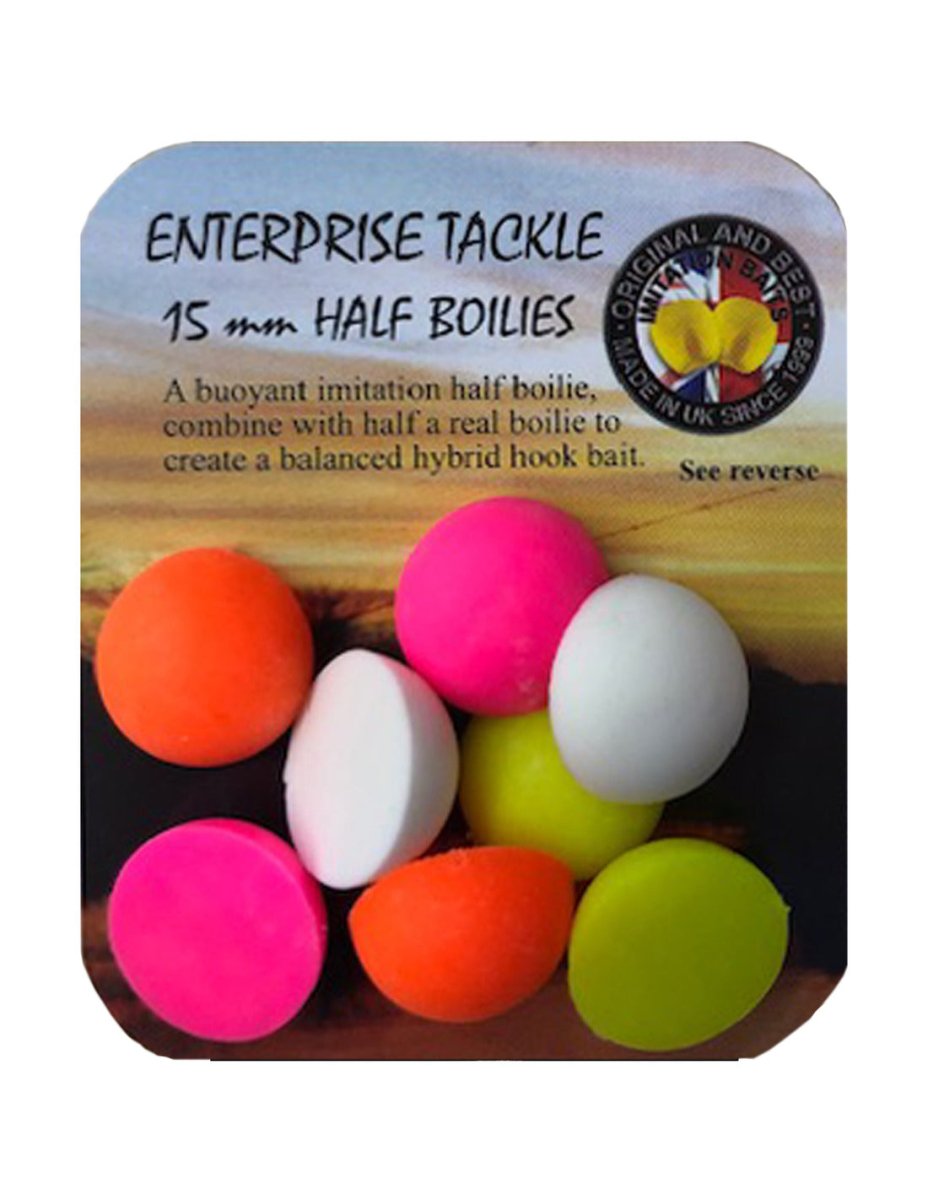 Half Boilies Enterprise Blanco y Colores Mixtos Fluor 15 mm - Tienda Carpfishing