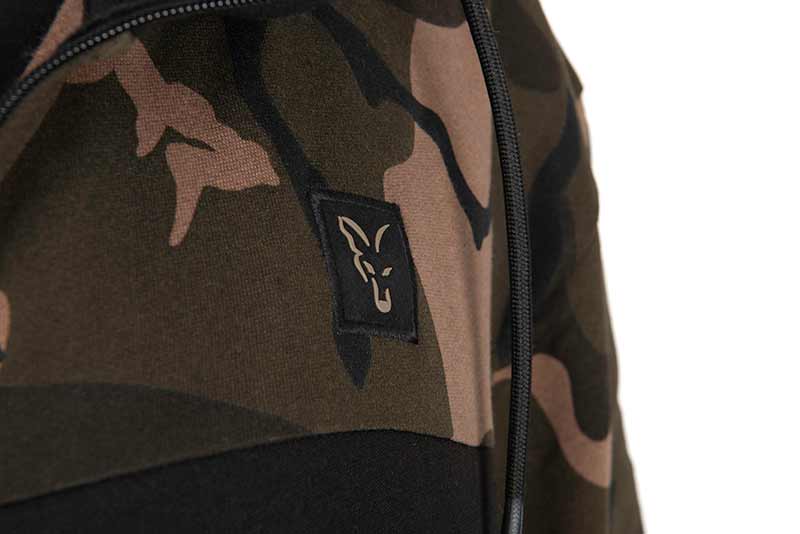 Sudadera Fox LW Negro y Camo con capucha y cremallera - Tienda Carpfishing