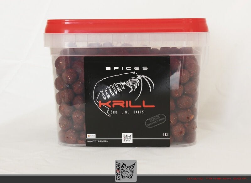 Cubo Trybion Boilies Spices Krill 4 Kg - 18 mm - Tienda Carpfishing