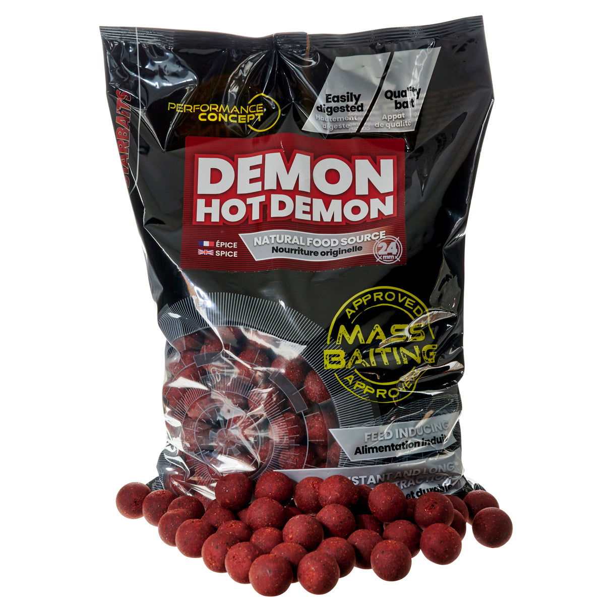 Boilies Starbaits Hromadné vábení Hot Demon 24 mm 3 kg