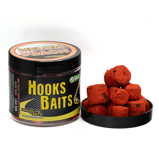 Háček Pellets prášek Pro Elite Baits Meloun & Peach 14-20 mm