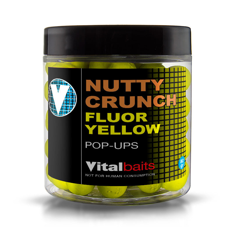 Pop ups Vitalbaits Nutty Crunch Fluorově žlutá 18 mm