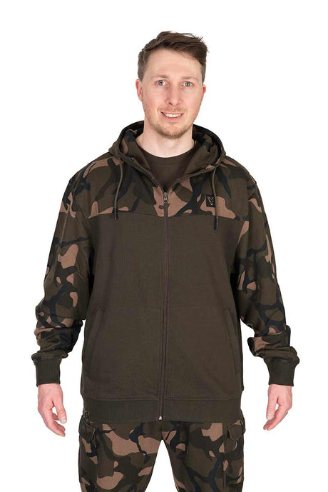 Mikina Fox LW Khaki a Camo mikina s kapucí na zip