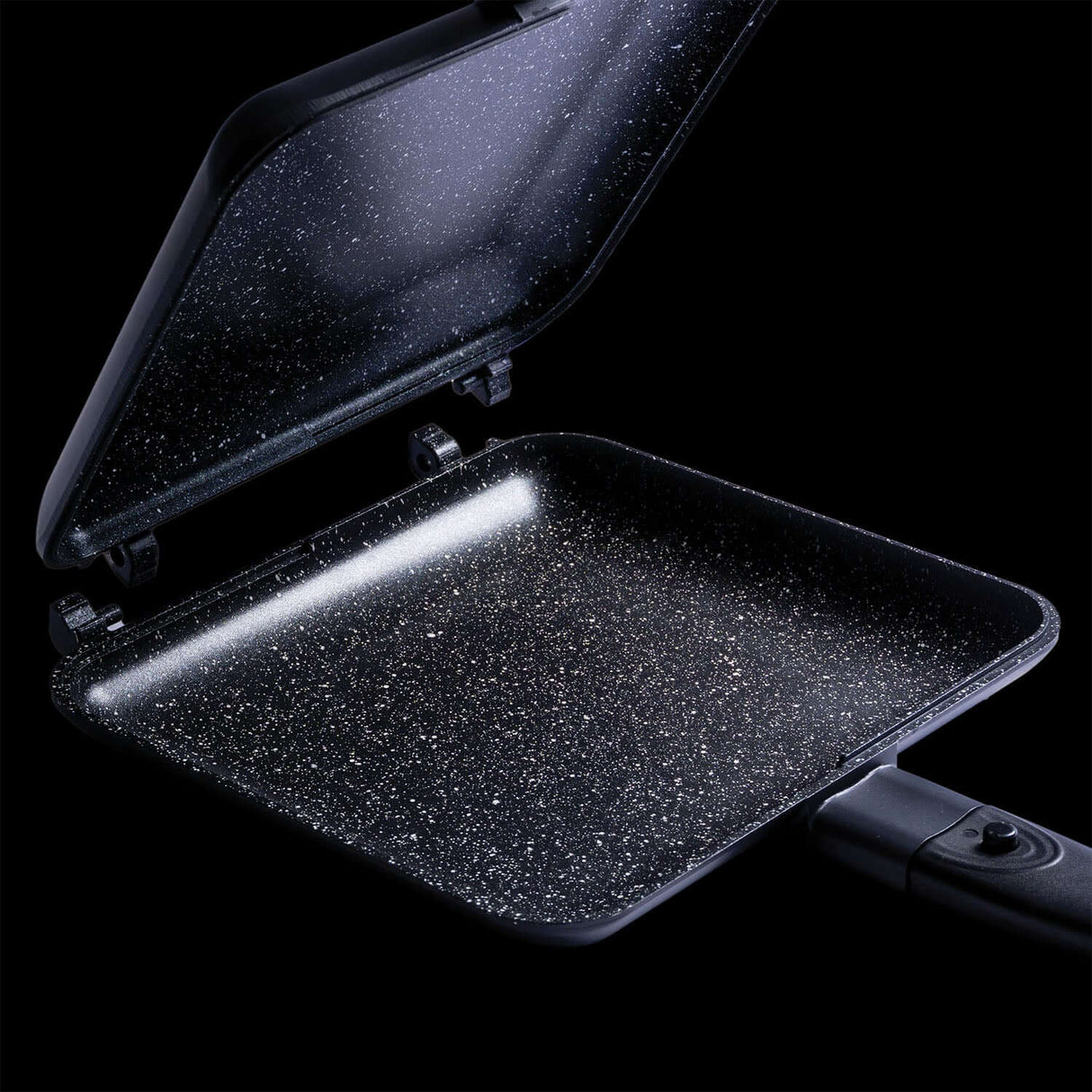 Inside view of Ridge Monkey Connect 10th Anniversary frying pan, showcasing its non-stick surface and sleek design.