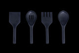 Juego de utensilios de cocina en color negro, ideal para usar con la tostadora Sandwichera Ridge Monkey.