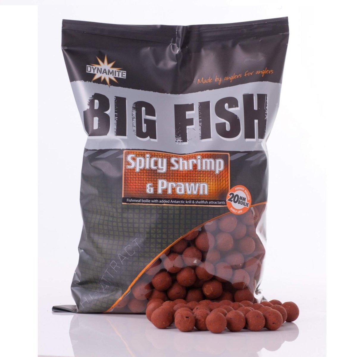 Boilies Dynamite Baits Big Fish Spicy Shrimp Prawn 20 mm - Tienda Carpfishing
