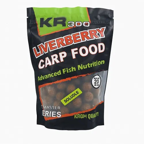 Boilies Rozpustný Krom Quality KR300 LiverBerry 20mm 800G