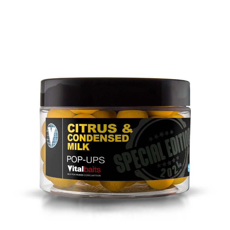Pop ups Vitalbaits Citrus & Cond. Milk Amarillo 14 mm - Tienda Carpfishing