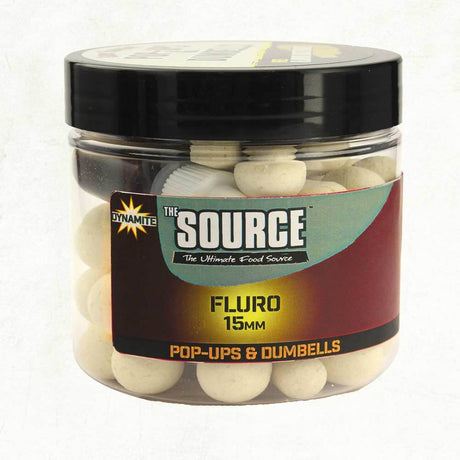 Dumbells Pop UpsDynamite Baits Source Fluoro White 15 mm