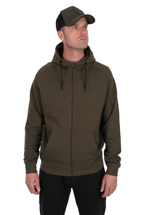 Sudadera Fox Collection LW Verde y Negra de cremallera - Tienda Carpfishing