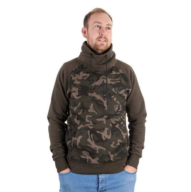 Sudadera Fox khaki/camo con cuello y capucha - Tienda Carpfishing